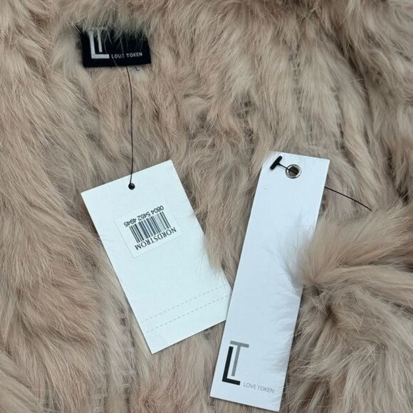 NEW Love Token Genuine Rabbit Fur Color Latte Winter Holiday Cozy Vest Size L - Picture 9 of 12